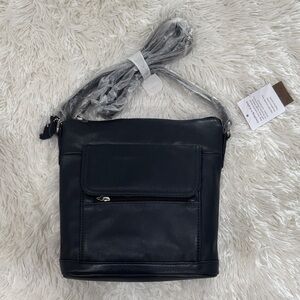 Navy Giani Bernini Nappa Leather Crossbody Bag